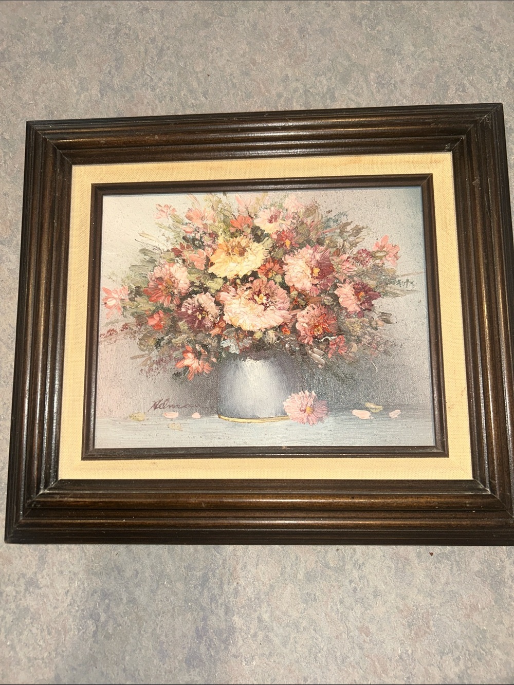 Vintage original thick, textured oil painting, signed Helman